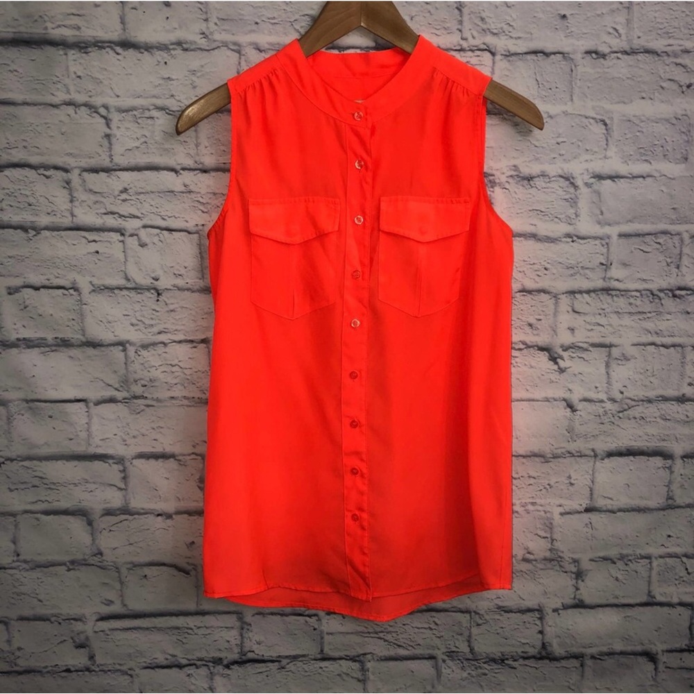 🧡DYT #4!🧡 J. Crew Neon Orange Sleeveless Buttondown Dressing Your Truth Type 4